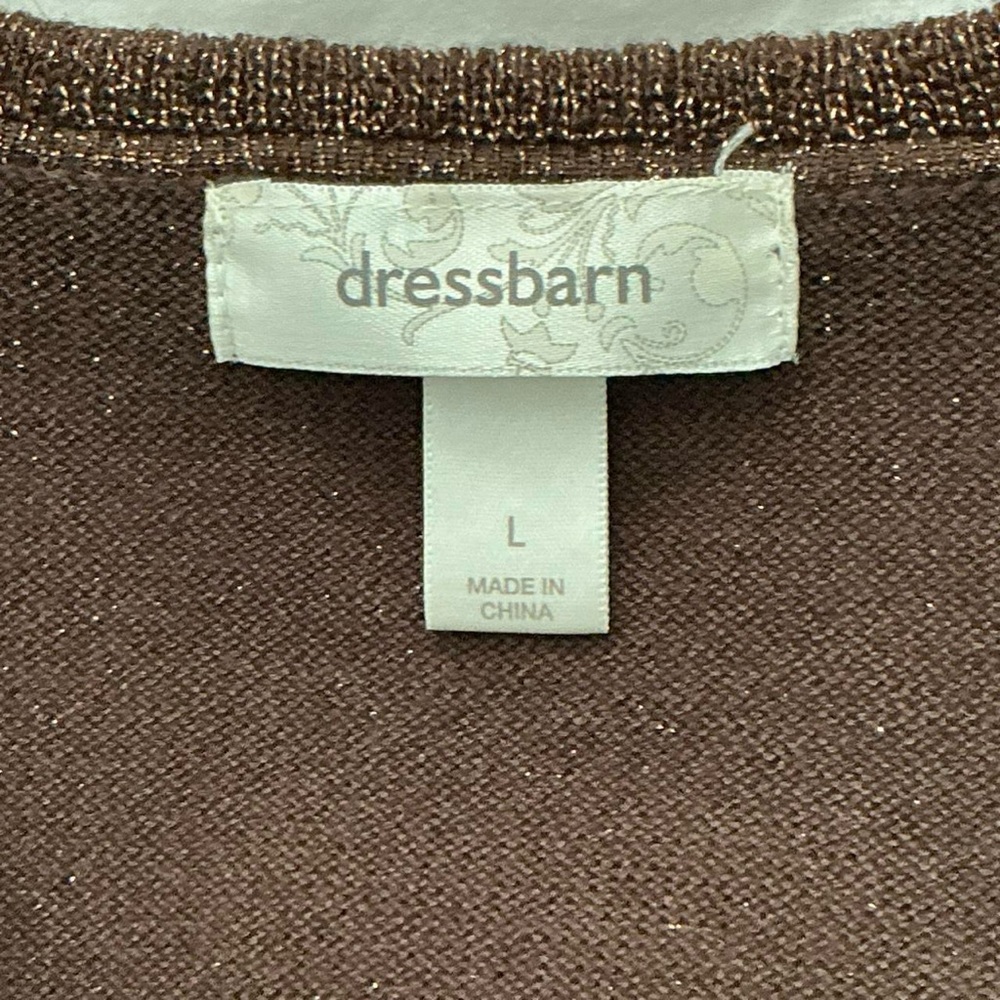 Dressbarn Brown Metallic Ruffle Cardigan Fairy Whimsy Y2K Size Large - Picture 6 of 7